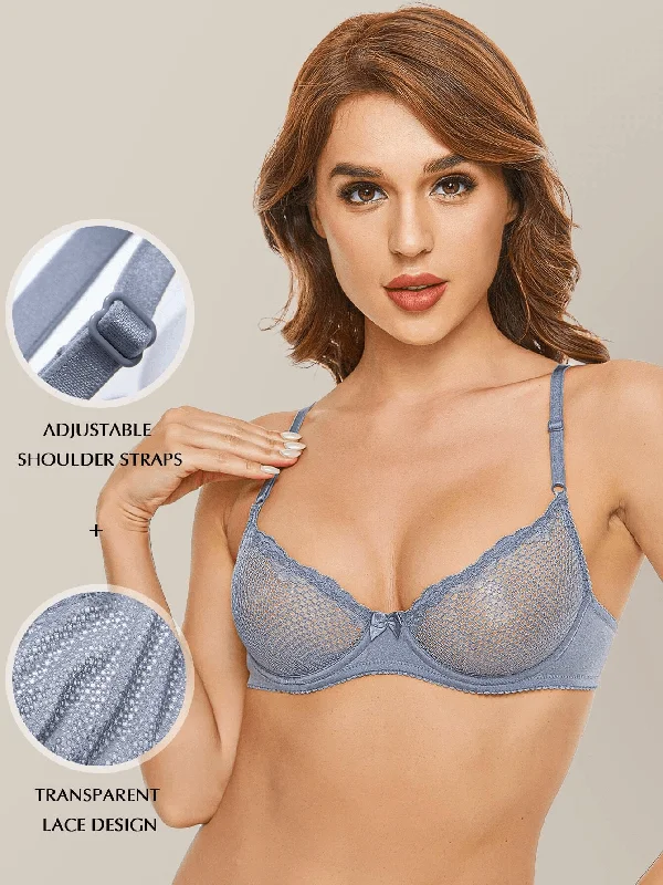 Strapless bras for wearing with strapless tops and dresses See Through 1/2 Cup Lace Underwire Demi Bra Grey Strapless bras for wearing with strapless tops and dresses See Through 1/2 Cup Lace Underwire Demi Bra Grey