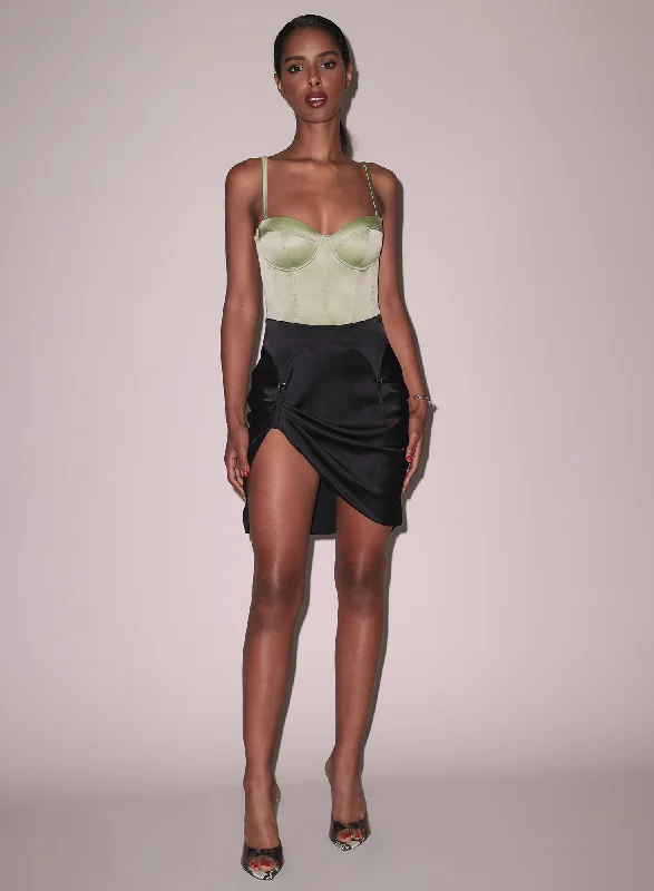 Bra with a plus - size padded strap for reduced shoulder strain Silk Draped Garter Skirt Bra with a plus - size padded strap for reduced shoulder strain Silk Draped Garter Skirt