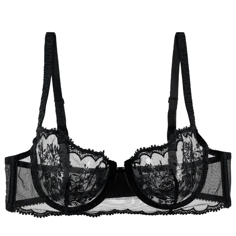 Bra with a nylon - lined cup for stretch and support Simone Perele Intrigue Sheer Demi Bra with a nylon - lined cup for stretch and support Simone Perele Intrigue Sheer Demi
