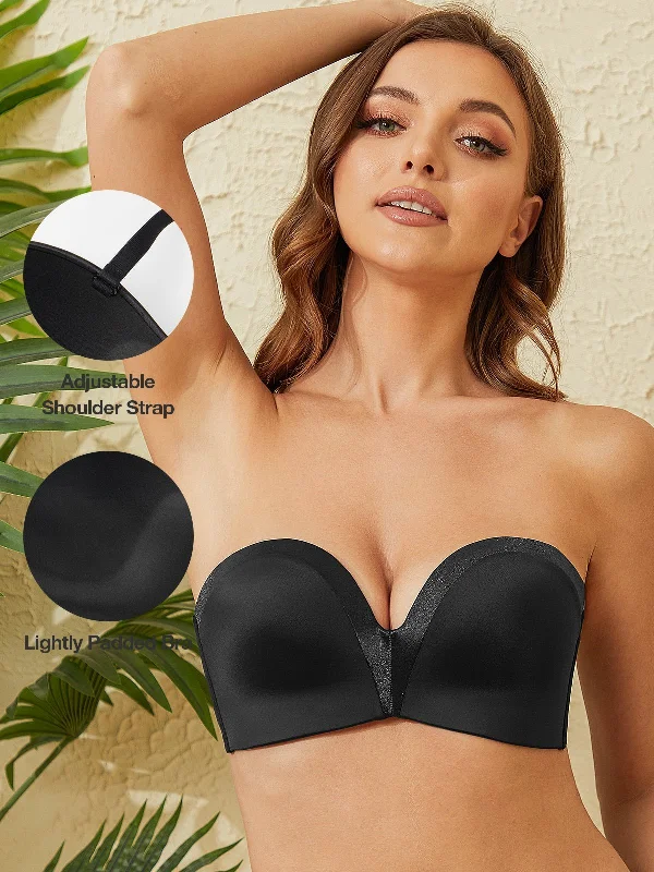 Bra with a plus - size wireless option for comfort​ Strapless Wirefree Multiway Push Up Bra Black