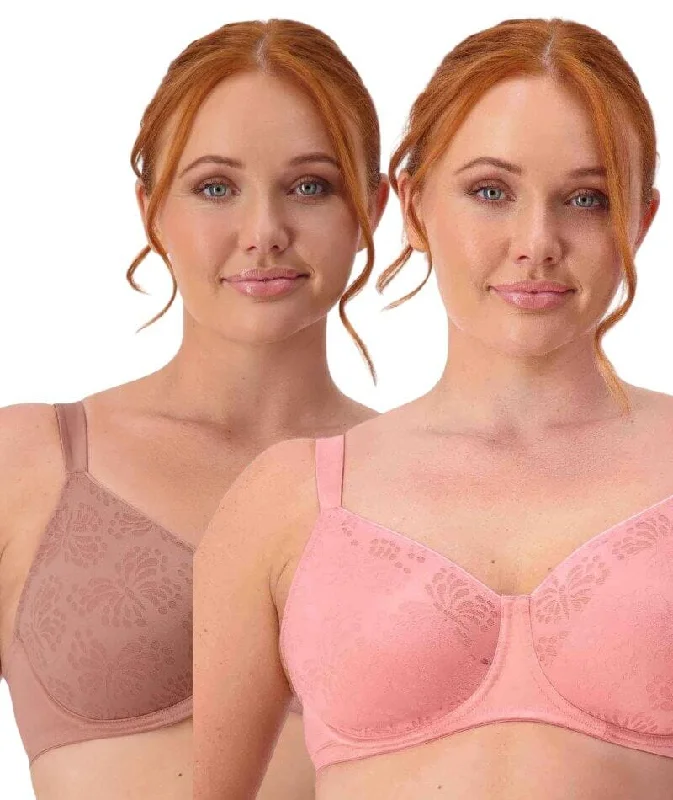 Triumph Lacy Minimizer 2 Pack Bra - Toasted Almond/Cherry Rose