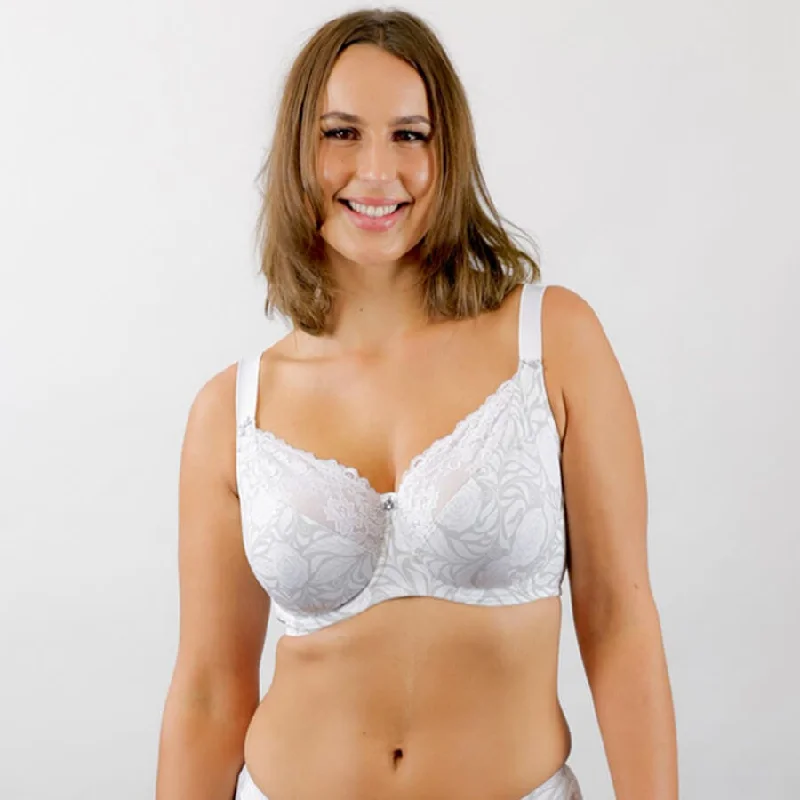 Demi - cup bras for a sexy and revealing look Signature Print Full Cup Bra - White Ice Rose Demi - cup bras for a sexy and revealing look Signature Print Full Cup Bra - White Ice Rose