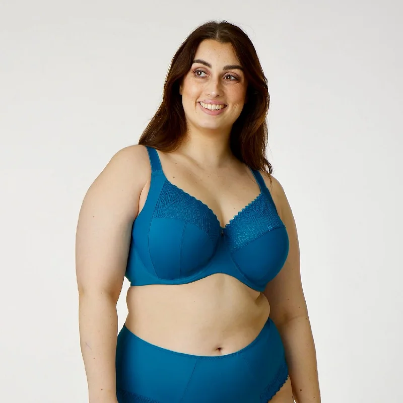 Bra with a plus - size bralette style for a trendy look Willow Lace Premium Support Bra - Teal Blue Bra with a plus - size bralette style for a trendy look Willow Lace Premium Support Bra - Teal Blue