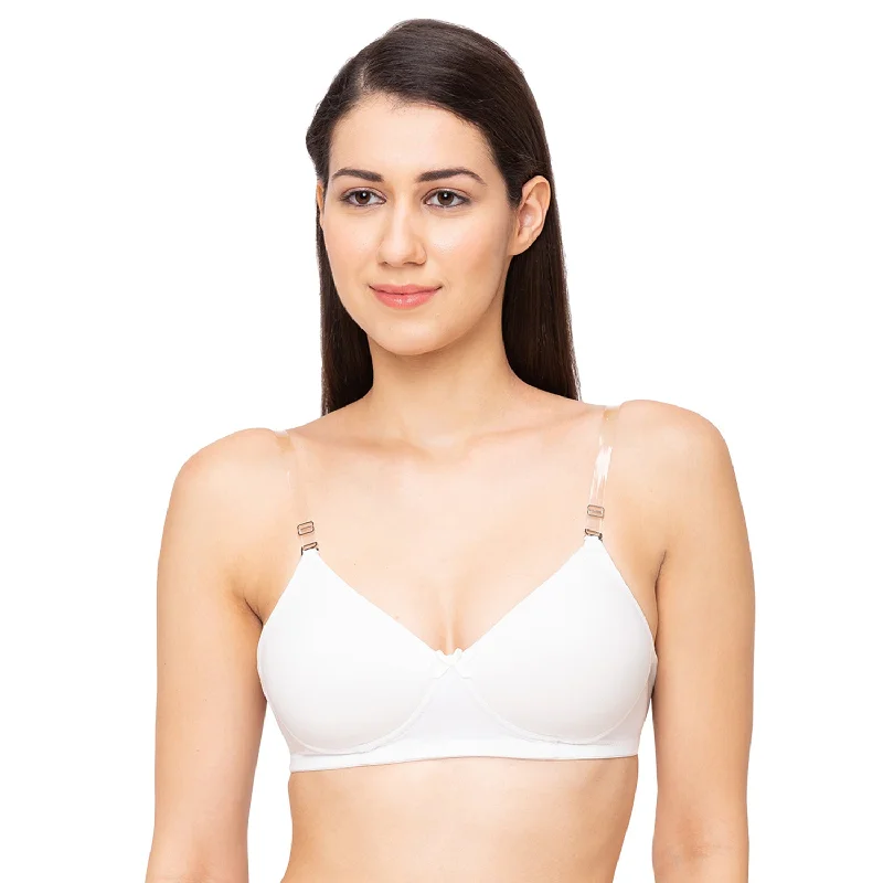 1112-Cotton Basic Backless Padded T-Shirt Bra White