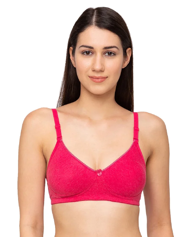 Simran-Non Padded Non Wired Cotton Solid Bra  Melange Pink