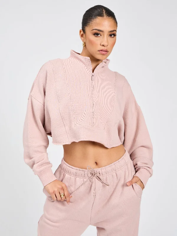 Threads Quarter Zip Crop - Berry Ice