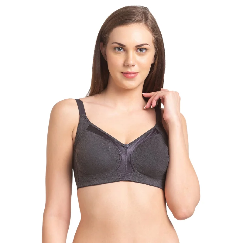 Shrishti-Plain Non Padded Full Cup Bra  Melange Black